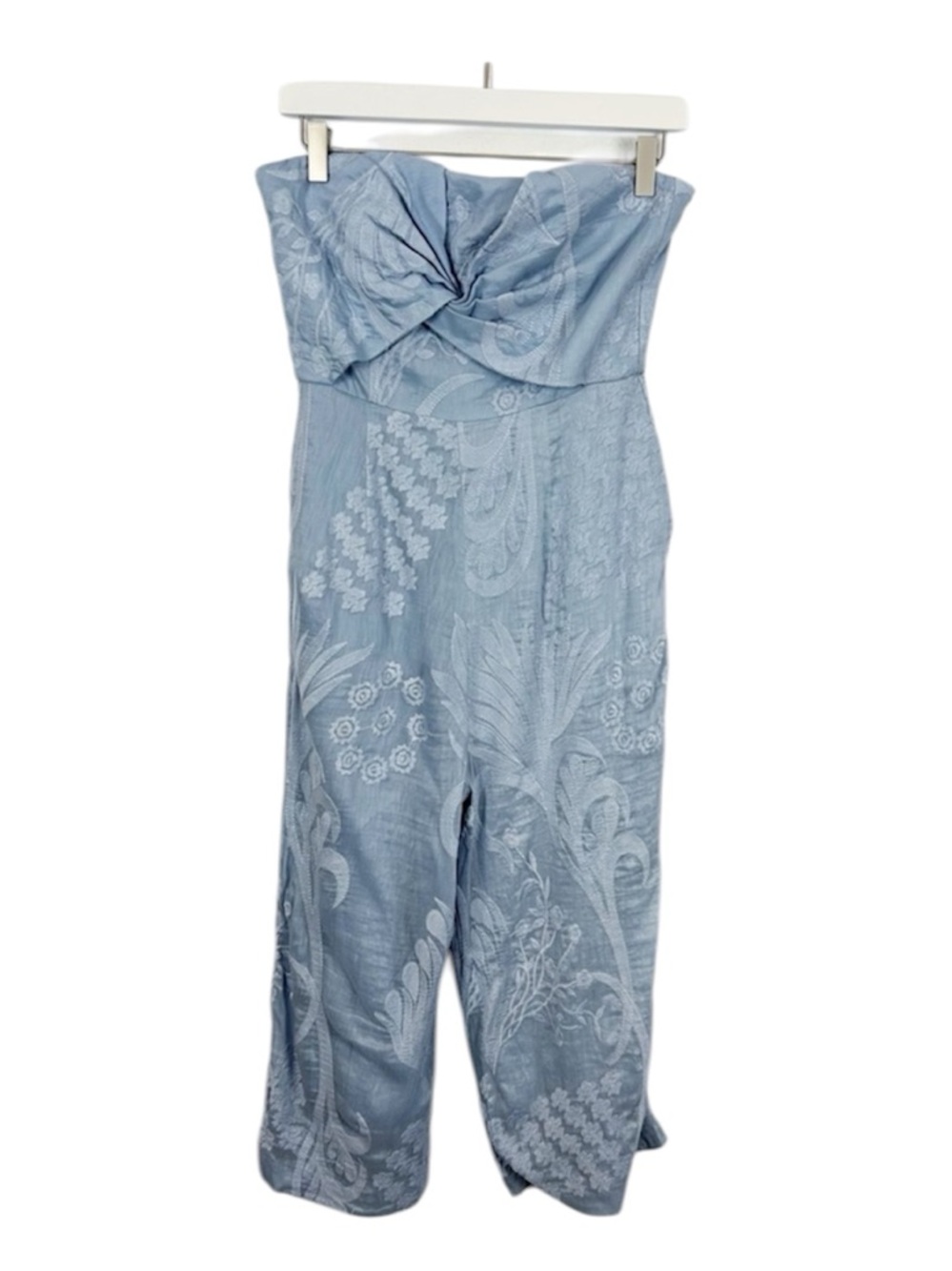 Strapless Light Blue Floral Jumpsuit